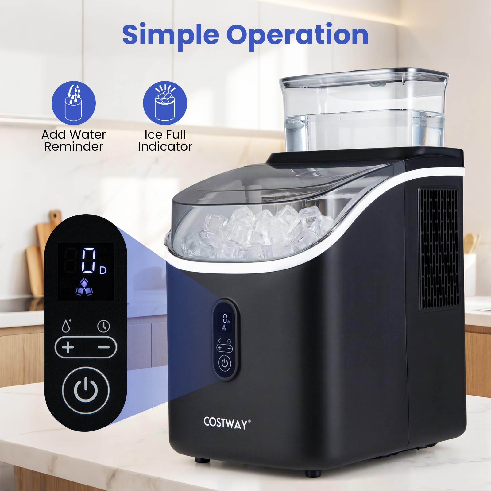 FANTASK Máquina de cubitos de hielo 1,5 l | Ice Maker 15 kg/24 h, 16 cubitos de hielo en 13 min, con temporizador, pala y autolimpieza