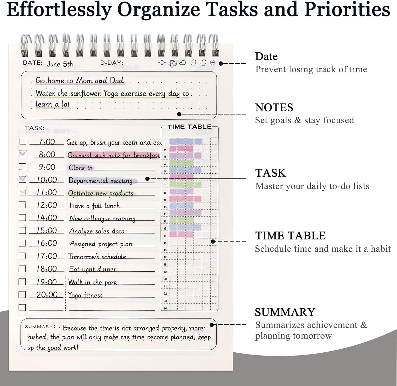 80 Sheets Undated Daily Planner, To Do List Notebook for Work, School, and Home - Notepad Perfect for Daily Tasks and Goal Setting - Image 4