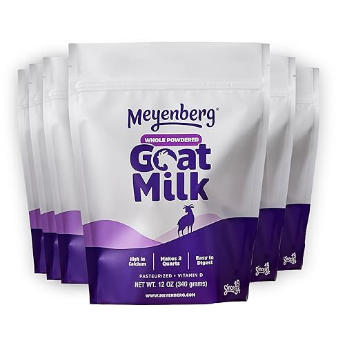 Meyenberg Leche de cabra entera en polvo, sin gluten, sin OMG, vitamina D, 12 onzas (paquete de 6)