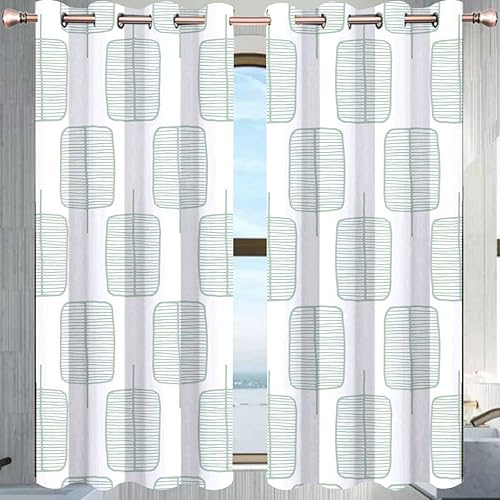 Verde Negro hacia fuera Curtins/Dormitorio 2 Paneles Celosía Geometría Lunares Cortinas Nórdicas Bloqueo de Luz (W) 72 X (H) 72 Pulgadas