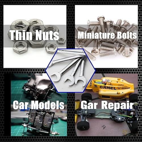 Miniatura 7 de SPEEDWOX Mini juego de llaves dobles de extremo abierto, métricas de 0.157 in-0.433 in, 10 llaves de cabeza de ángulo superfino con bolsa de