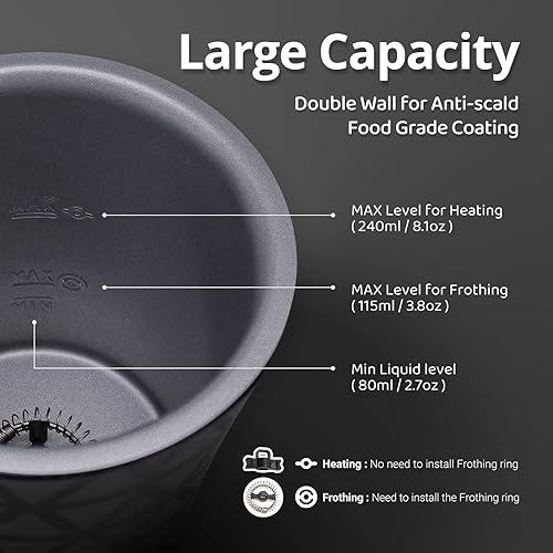 Miniatura 3 de Espumador de leche, espumador de leche eléctrico 4 en 1 y vaporizador, máquina automática de espuma caliente y fría de acero inoxidable, calentador