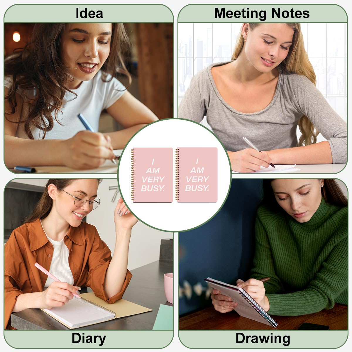 2 quaderni rosa a spirale, a righe, per lavoro, casa, università, classe, ufficio, regali per donne, amiche, sorelle, ragazze