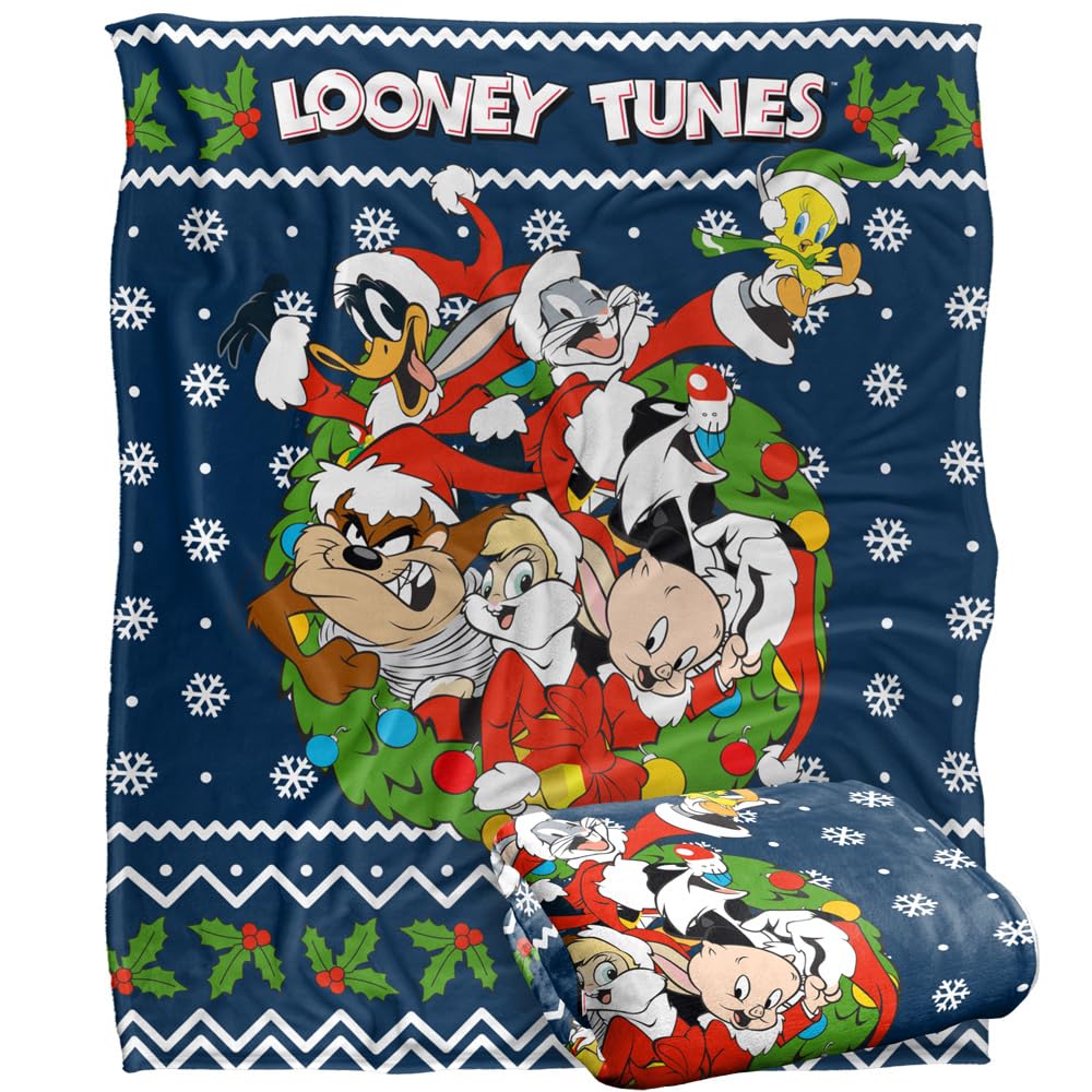 LOONEY TUNES Blanket, 152 x 127 cm Looney Christmas Ugly Christmas Sweater Silky Touch Super Soft Throw Blanket