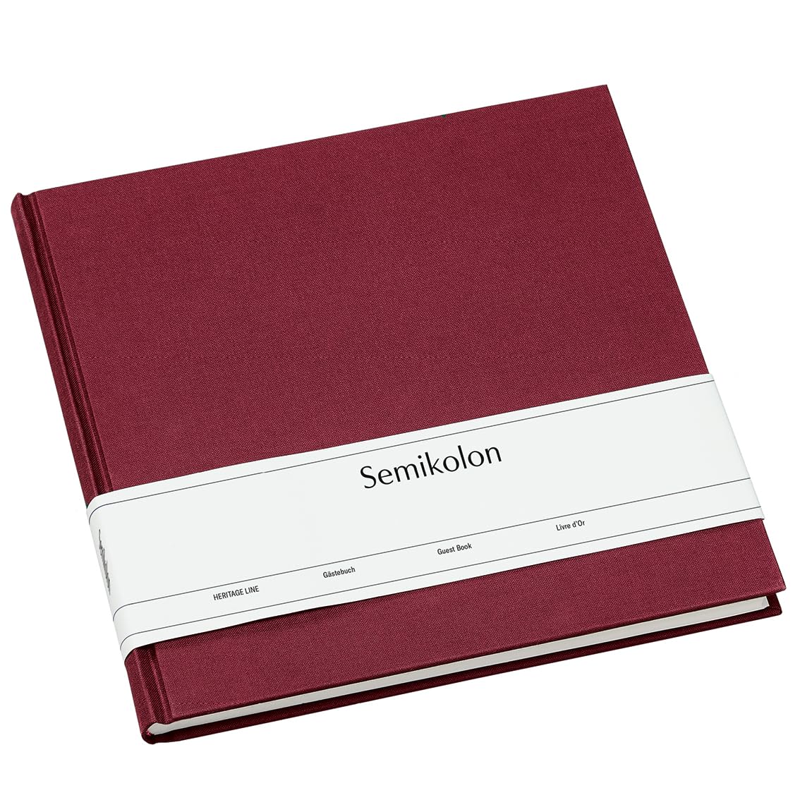 Semikolon 353525 Libro de visitas - 25 x 23 cm - con 180 páginas en blanco para personalizar, marcapáginas - burdeos rojo oscuro