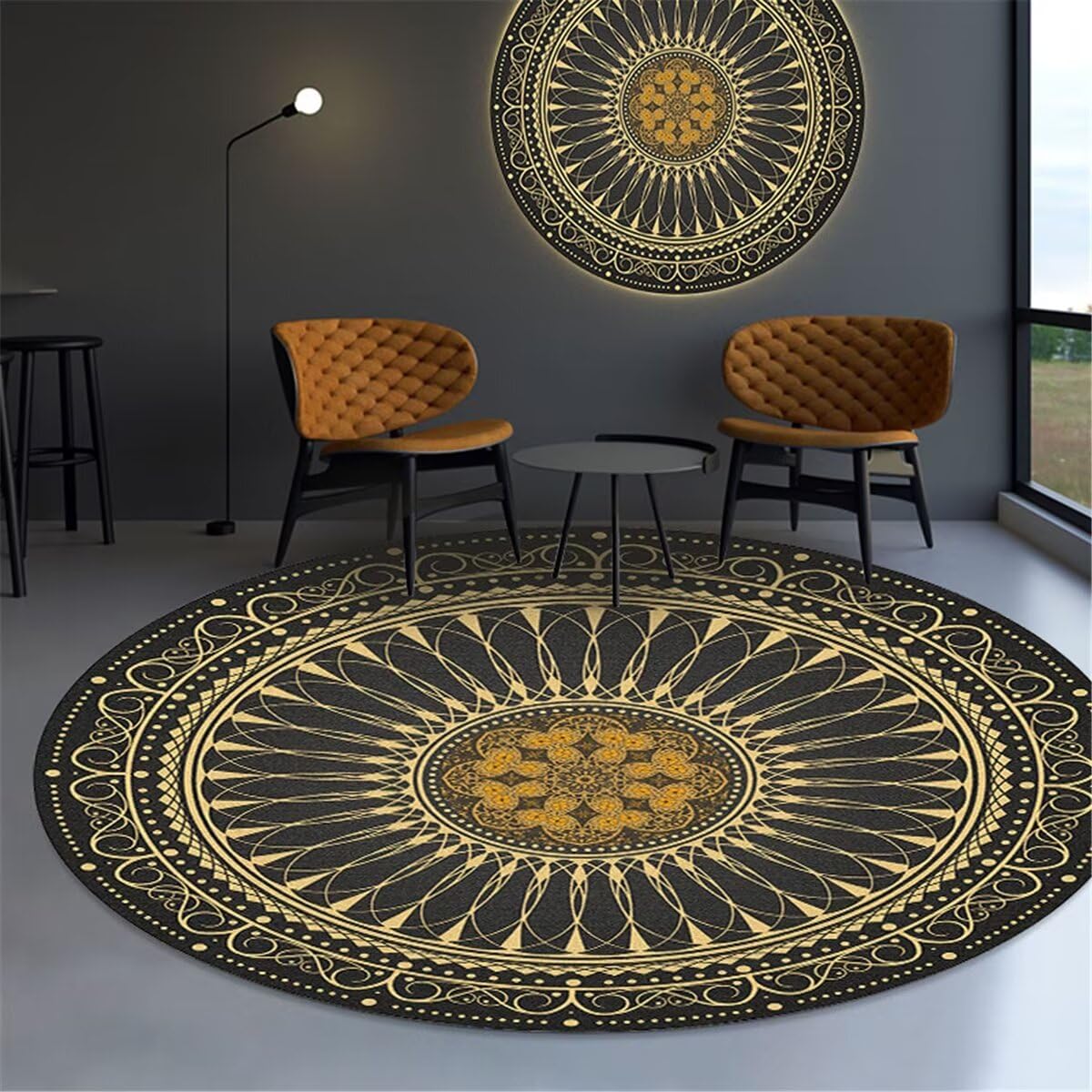 Tapis de chambre gris rond géométrique grand tapis de salon lavable
