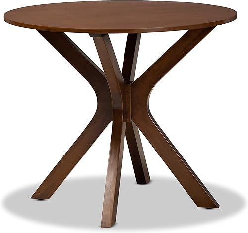 Miniatura 10 de Baxton Studio Kenji - Mesa de comedor redonda moderna y contemporánea de madera con acabado marrón oscuro de 48 pulgadas de ancho Marrón