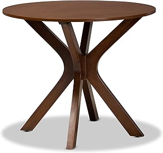 Baxton Studio Kenji Modern and Contemporary Walnut Brown Finished 35-Inch-Wide Round Wood Dining Table