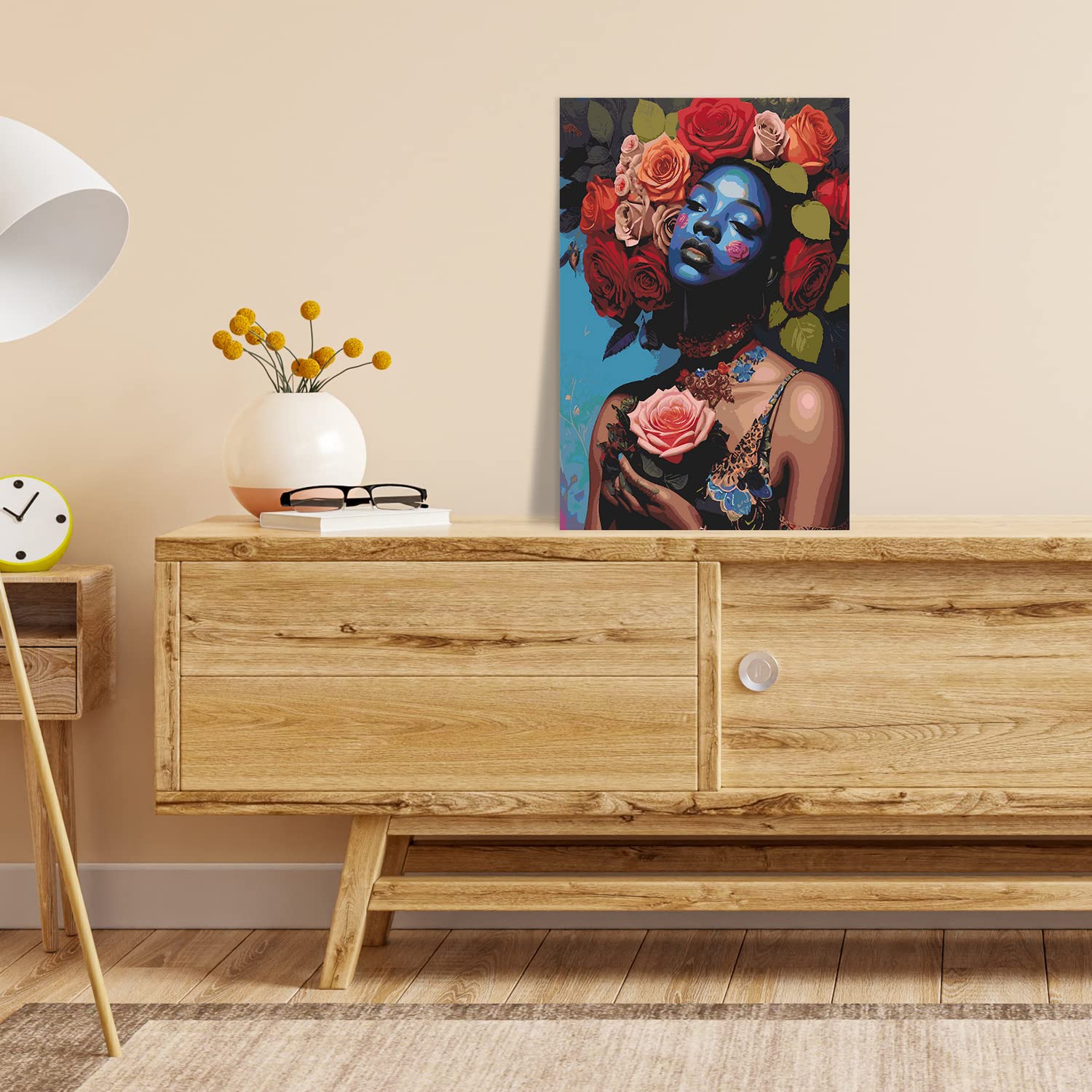 Malen nach Zahlen Erwachsene - Frau Bonny Blumenhaar 90 x 60 cm groß XL Premium-Malset ohne Rahmen, Hergestellt in unserer Produktion in Deutschland, Kreative