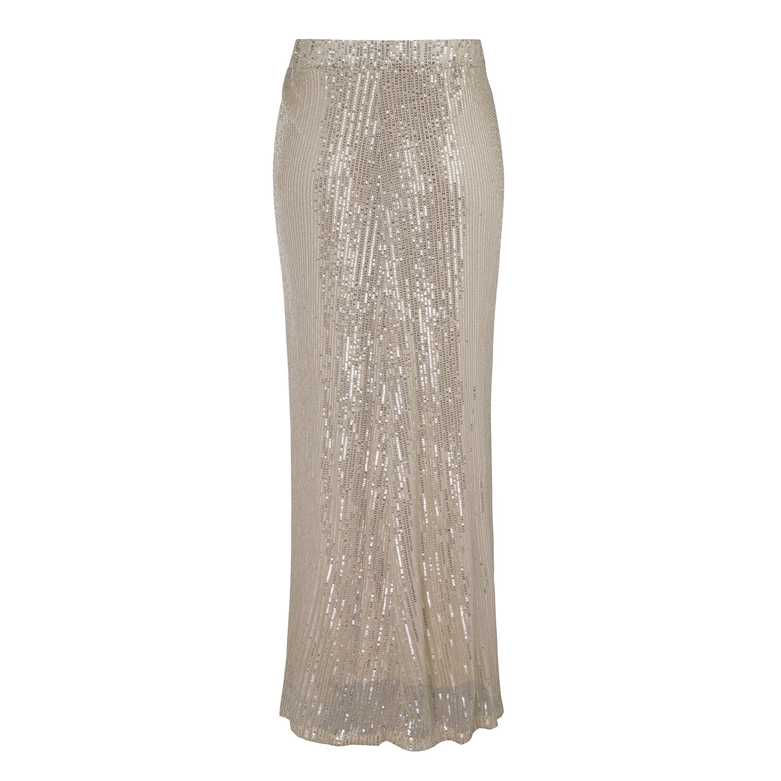 Femmes Printemps Minceur Rayures Élégant Haute Split Paillettes Couleur Unie Jupe Pantalon avec Cousu, beige, L