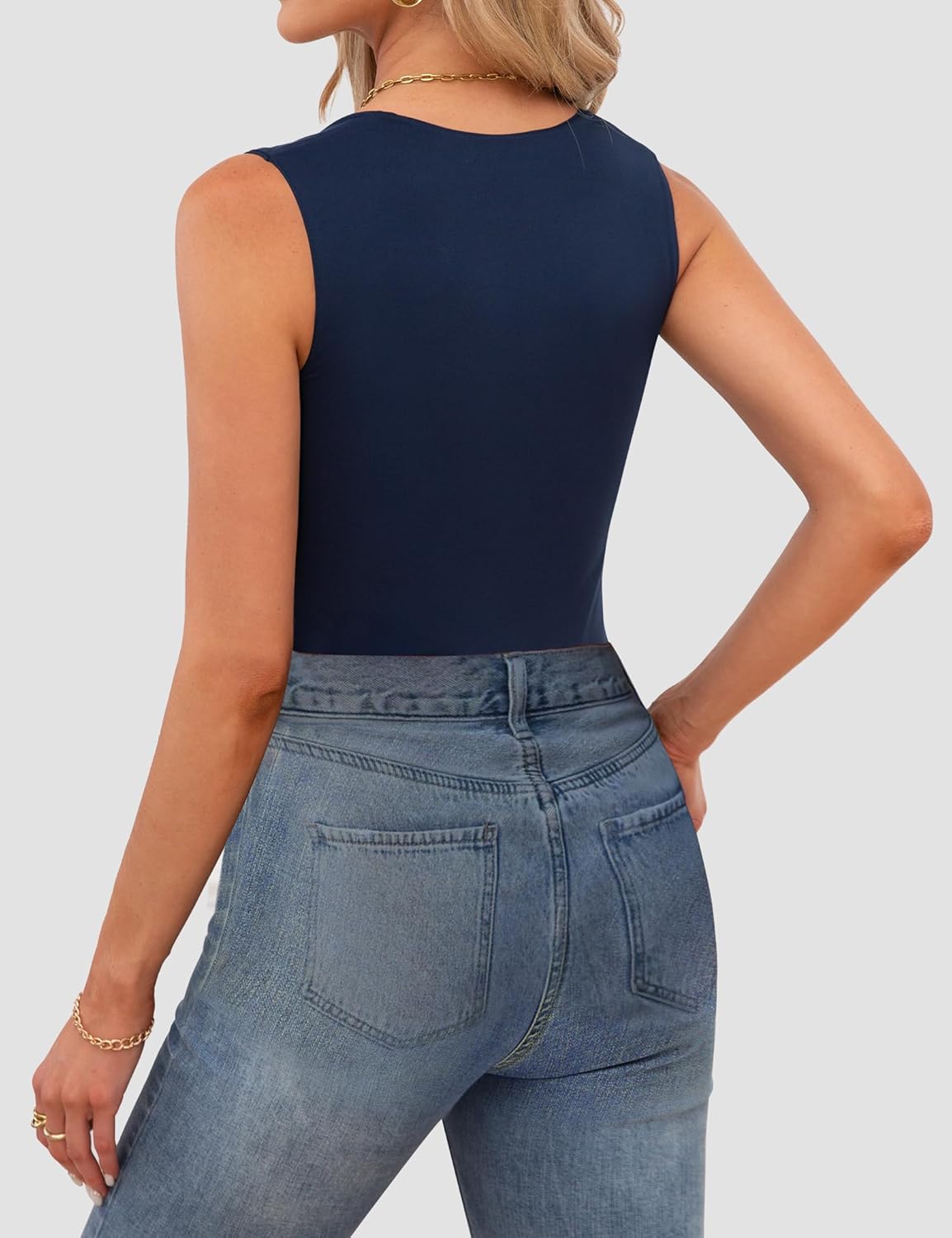 OwnTime Womens Square Neck Tank Tops Dressy Summer Sleeveless Shirts Sexy Going Out Fitted Trendy Tops T Shirts Blouses - Image 4