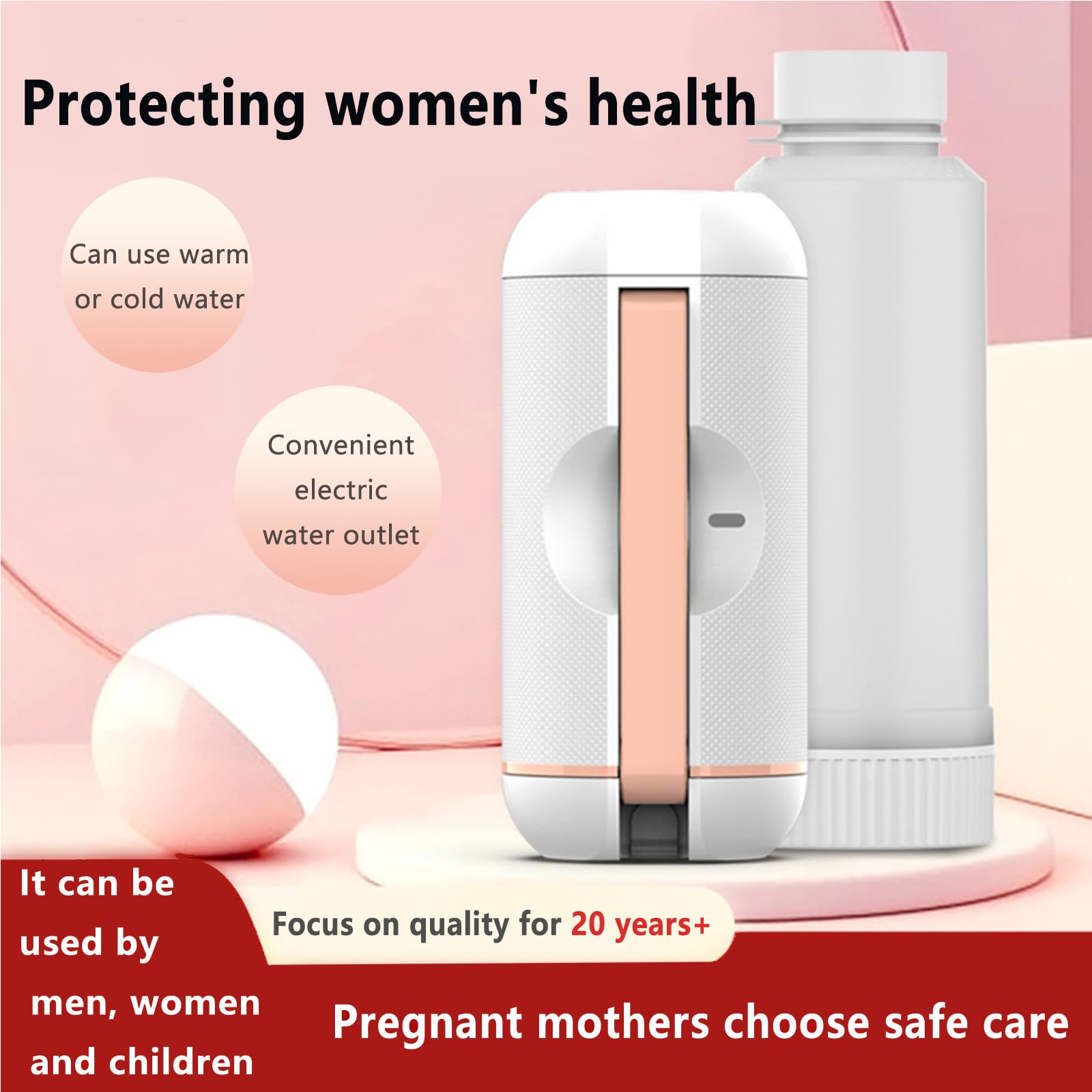 Pink,Elektryczny przenośny bidet, bidet podróżny, irygator analny, ręczny spryskiwacz wody 200 ml, akumulatorowy do higieny osobistej kobiet/łagodzący poporodową pielęgnację/hemoroidy