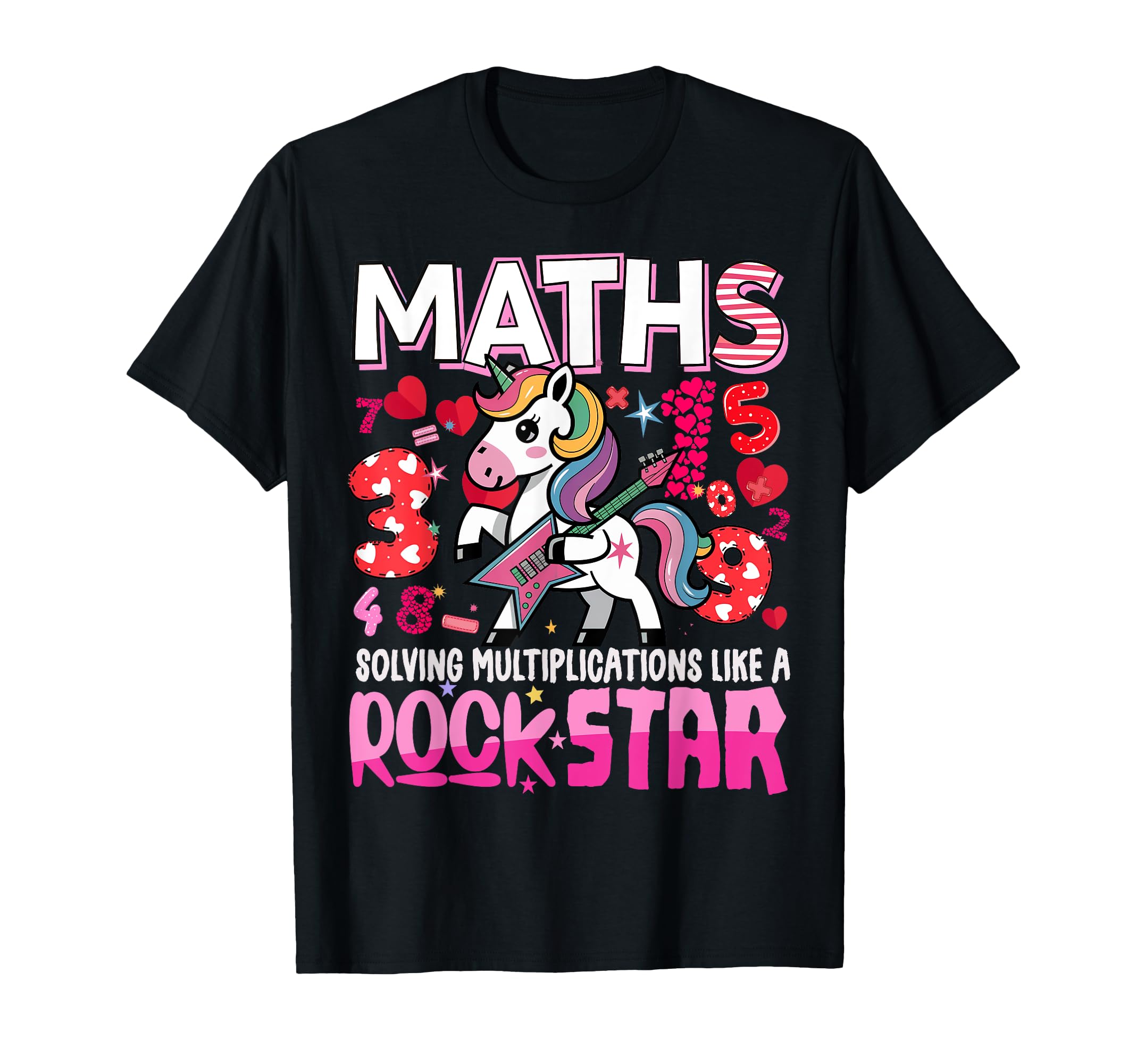 Maths Day Costume Idea For Girls & Numbers Maths Rockstar T-Shirt, Black