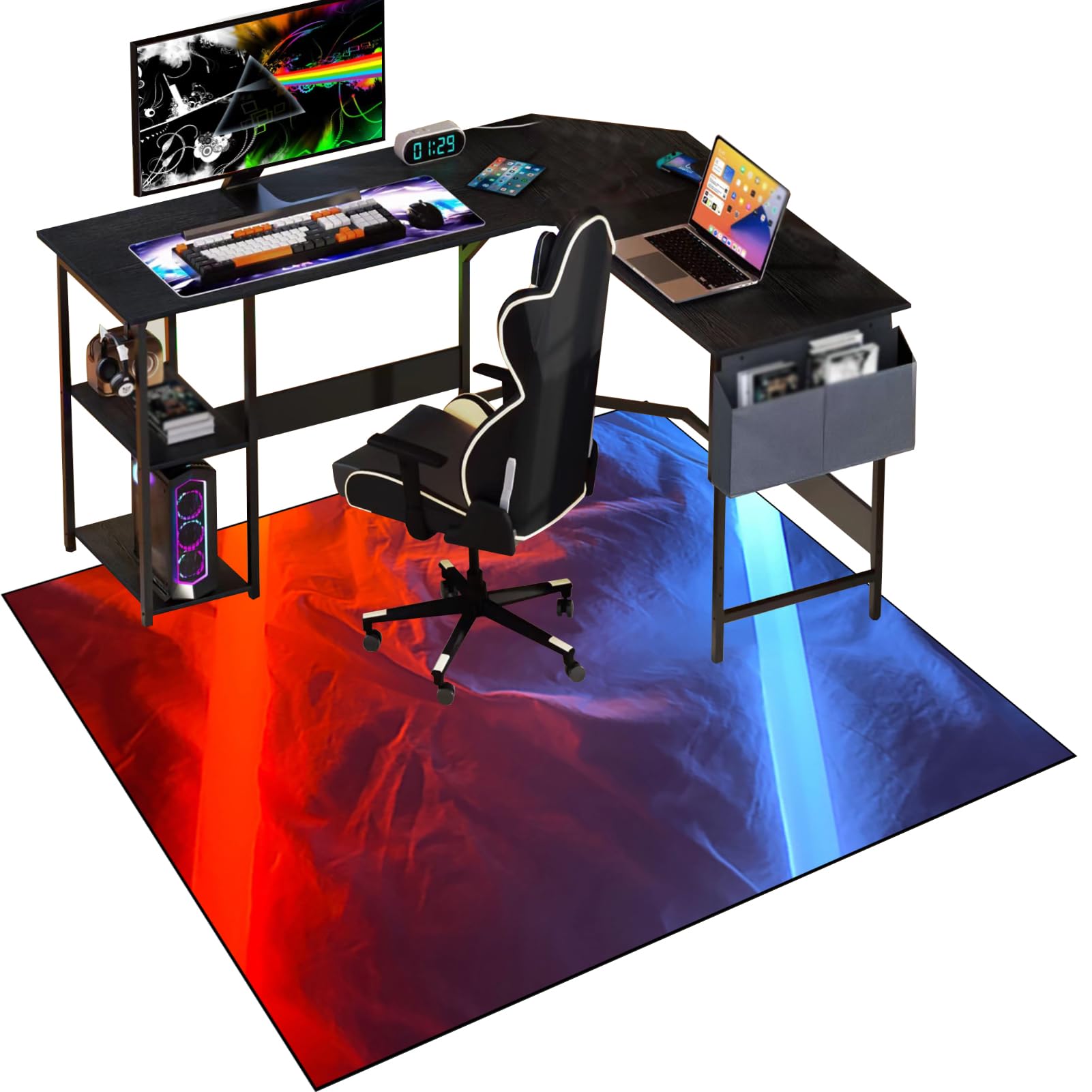 Office Gaming Chair Mat for Hardwood Floor, 80 x 120 cm Desk Chair Mats, Hard Floor Protector Mat for Office Chair, Non-slip Gaming Chair Mat for Wooden Floors, Computer Chair Rug for Home, Office