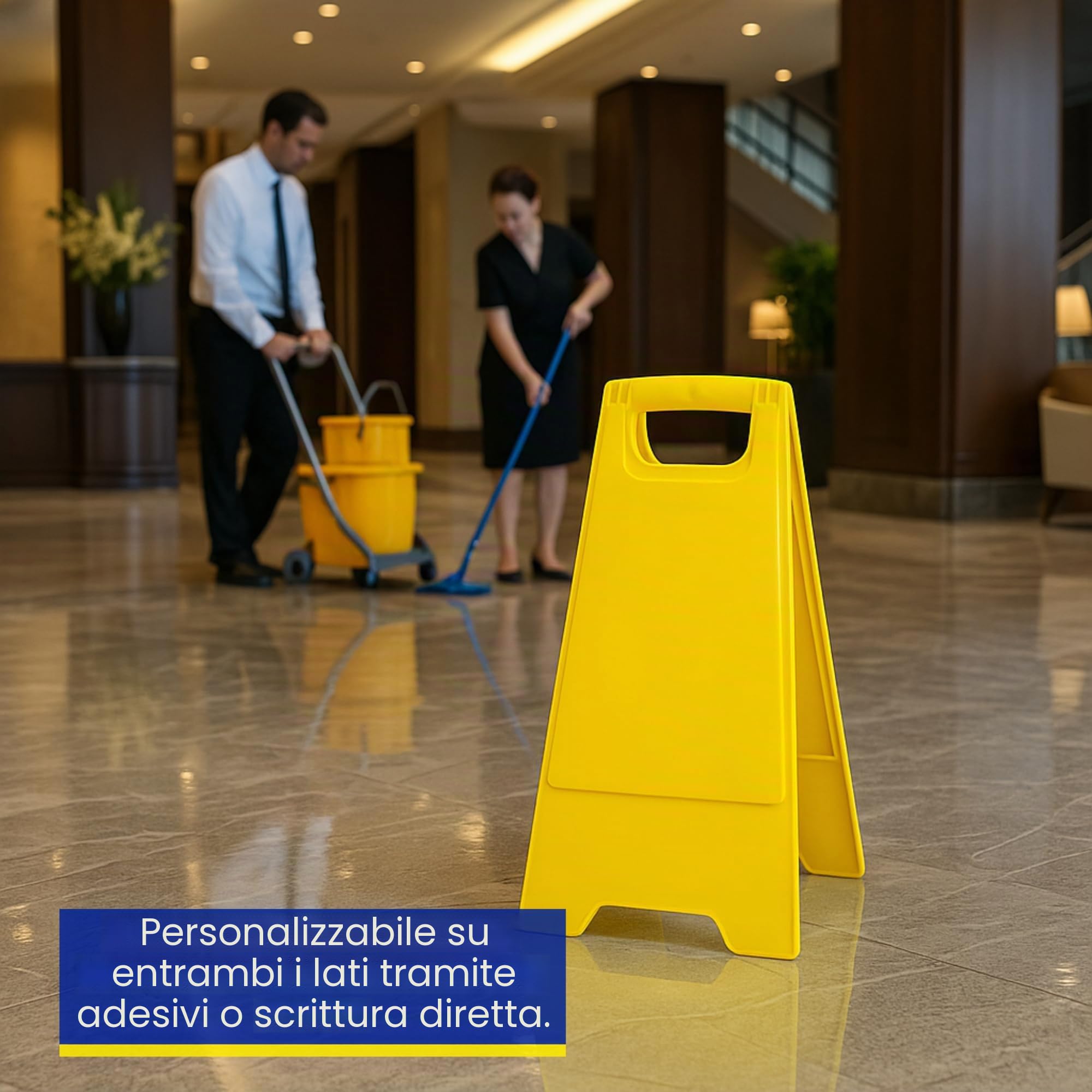 Cartello da pavimento senza testo | Segnale di sicurezza pieghevole giallo per interni ed esterni - leggero e resistente