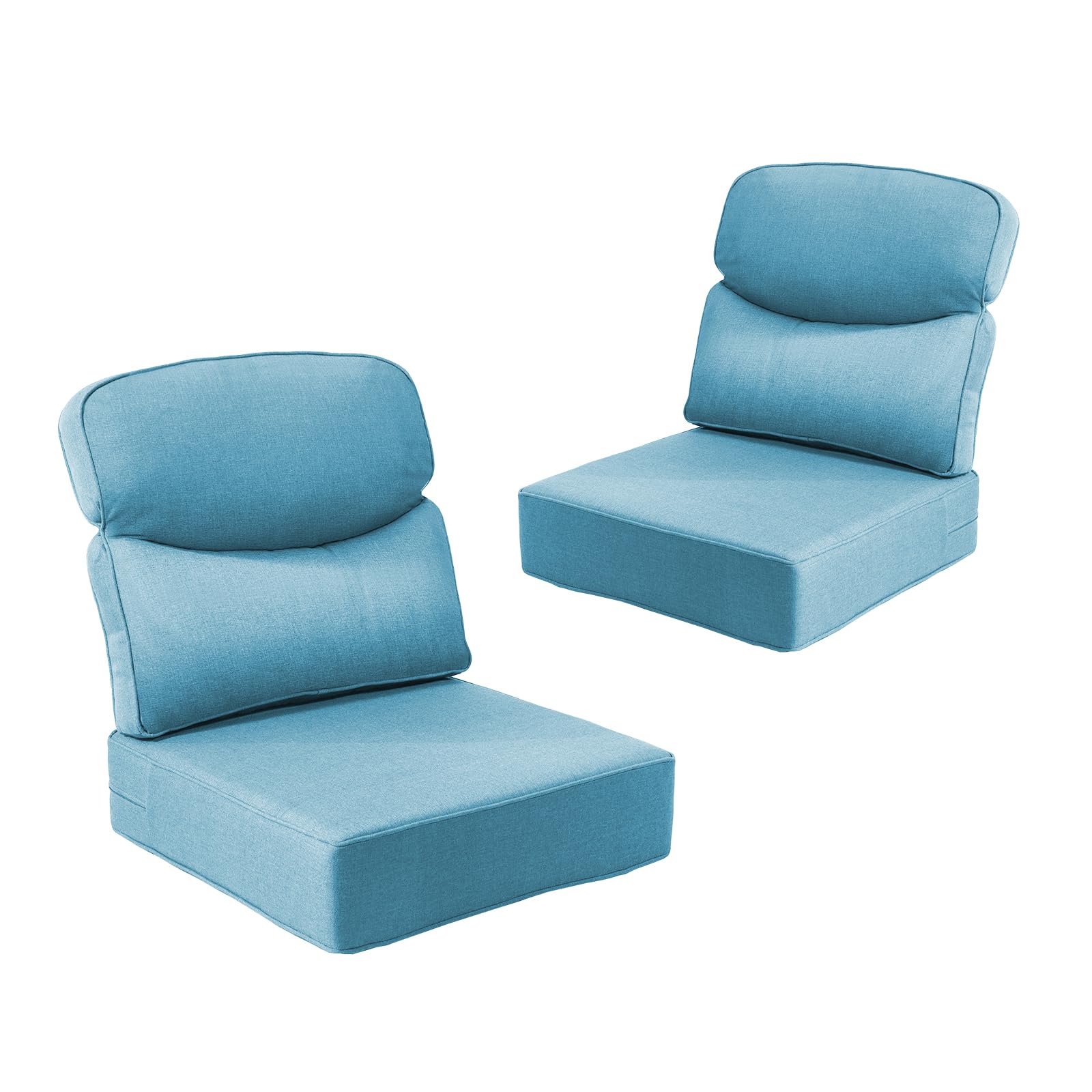 Outdoor Cushion Set for Patio Furniture, UV Resistant, Water Resistant - 6 Inch Thick Dual Layer Back Support Cushions– 24x24 Inch Patio Seat Covers for Chair/Sofa/Couch | Light Blue | 2-Pack |