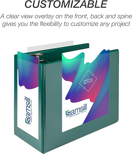 Vista 406 de Samsill Carpeta duradera de 1.5 pulgadas, fabricada en los Estados Unidos, carpeta de anillos en D, carpeta transparente personalizable, surtido