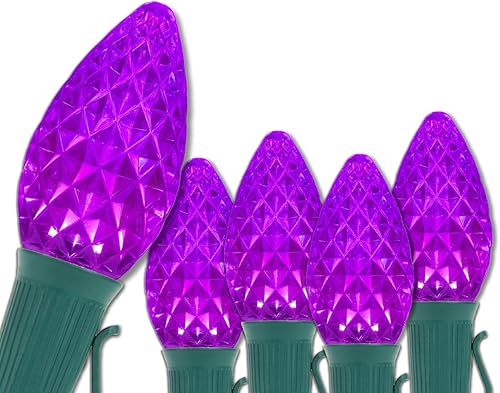 Miniatura 9 de Wintergreen Lighting Juego de 50 luces de Navidad comerciales C7 OptiCore azul y verde – Bombillas LED resistentes para exteriores en cable verde