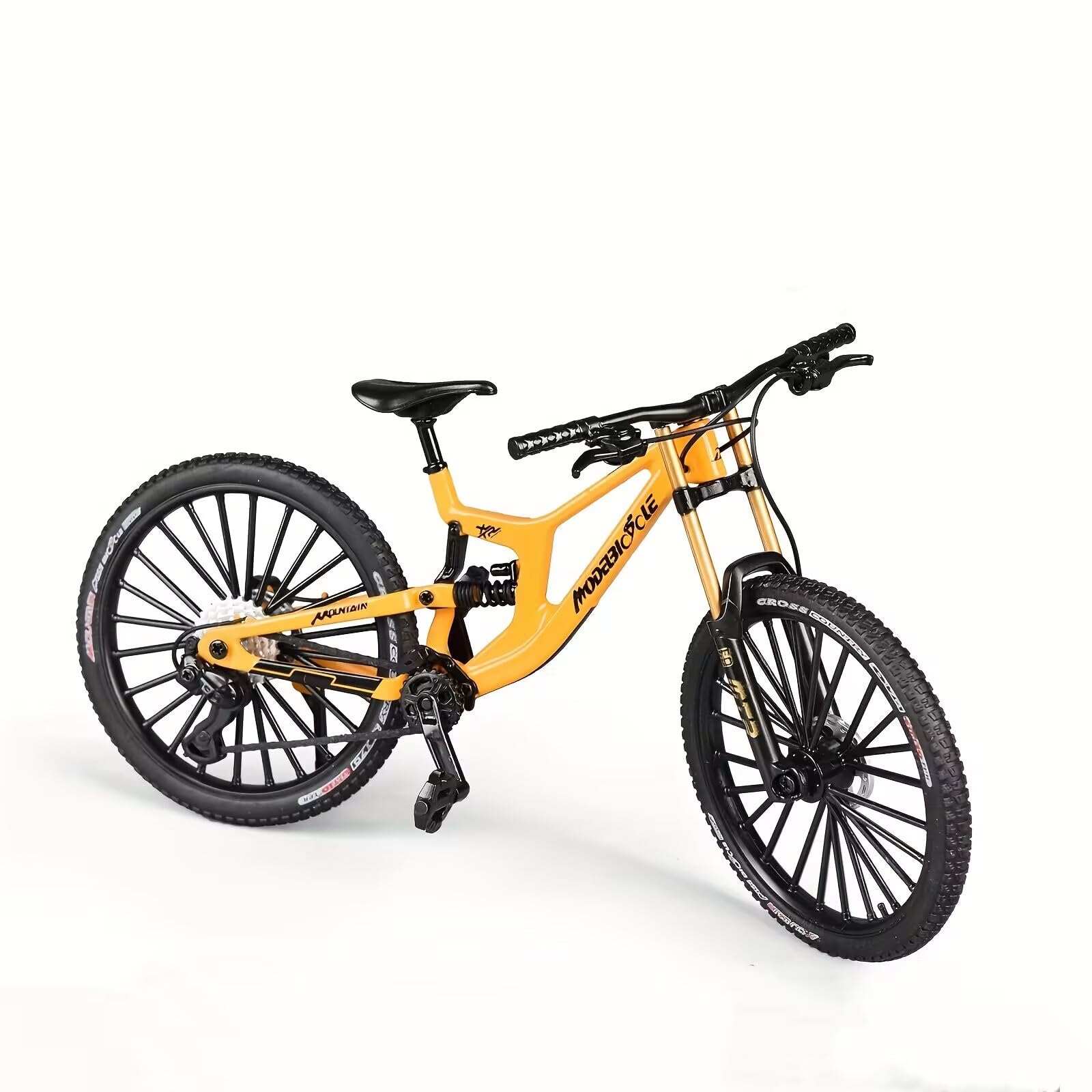1: 10 ratio die cast alloy mini BMX mountain bike finger bike model toy desktop decoration craft suitable for bike enthusiasts, bike racers, children, boys and girls (Yellow)