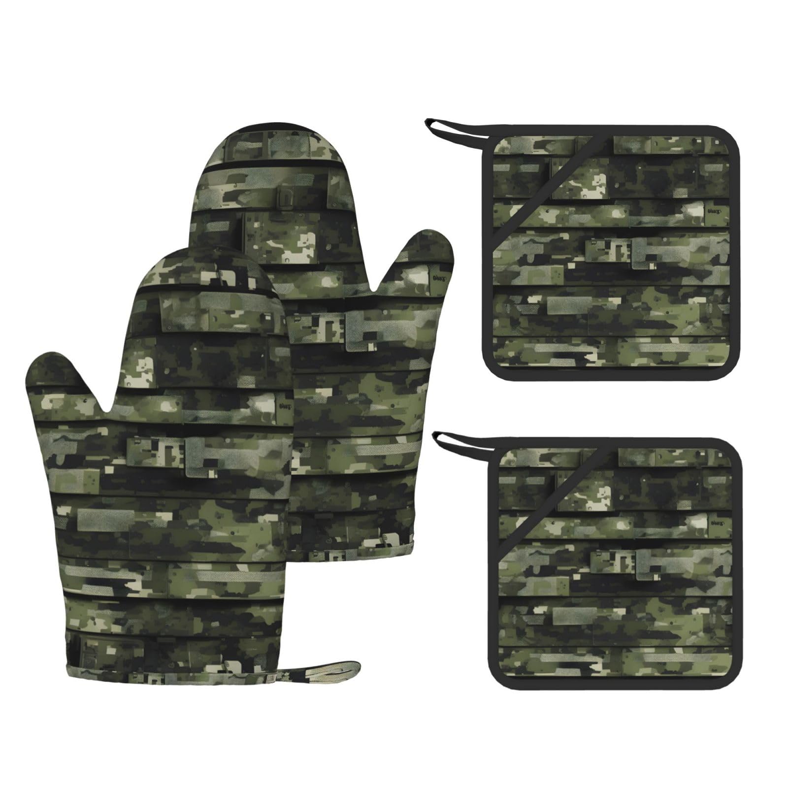 Gants résistants à la chaleur anti-brûlure camouflage pour four et barbecue