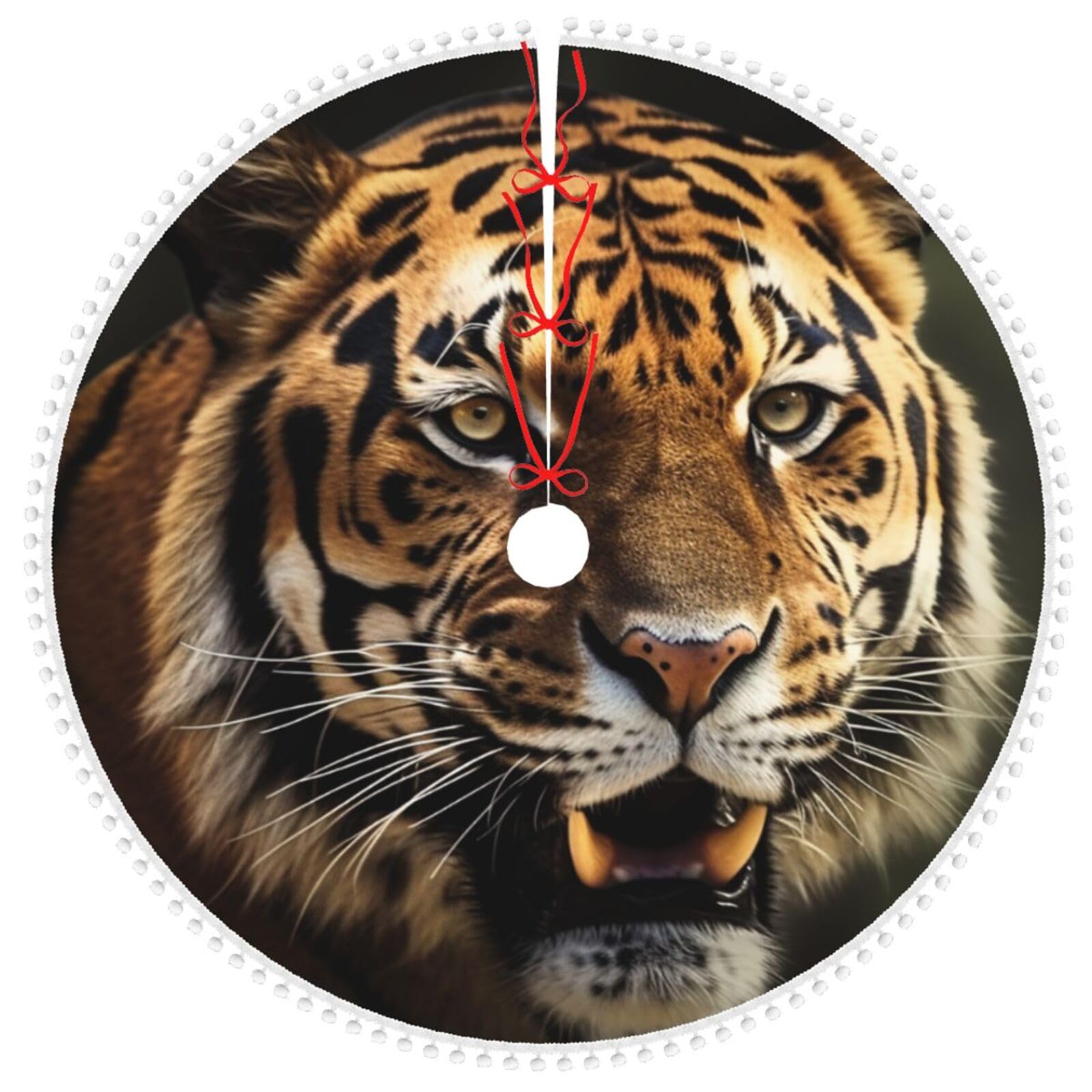 Tapis pied de sapin de Noël tigre 122 cm cachant le support avec élégance