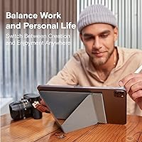 Vista 5 de MOFT Soporte delgado invisible para tableta, diseño ajustable y plegable, compatible con tabletas de hasta 7.9-9.7 pulgadas, versión adhesiva, gris