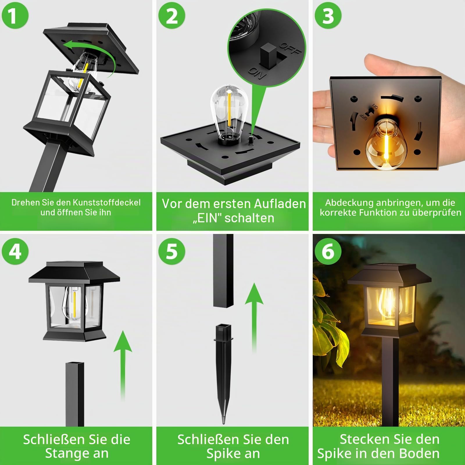 nipify Solarlampen Für Außen Garten,12 Stück Solar Gartenleuchten Für Außen,IP65 Wasserdichte Solarleuchten Garten, 3000K Warmweiß Vintage Solar Gartenleuchten Deko für Rasen, Terrasse, Hof