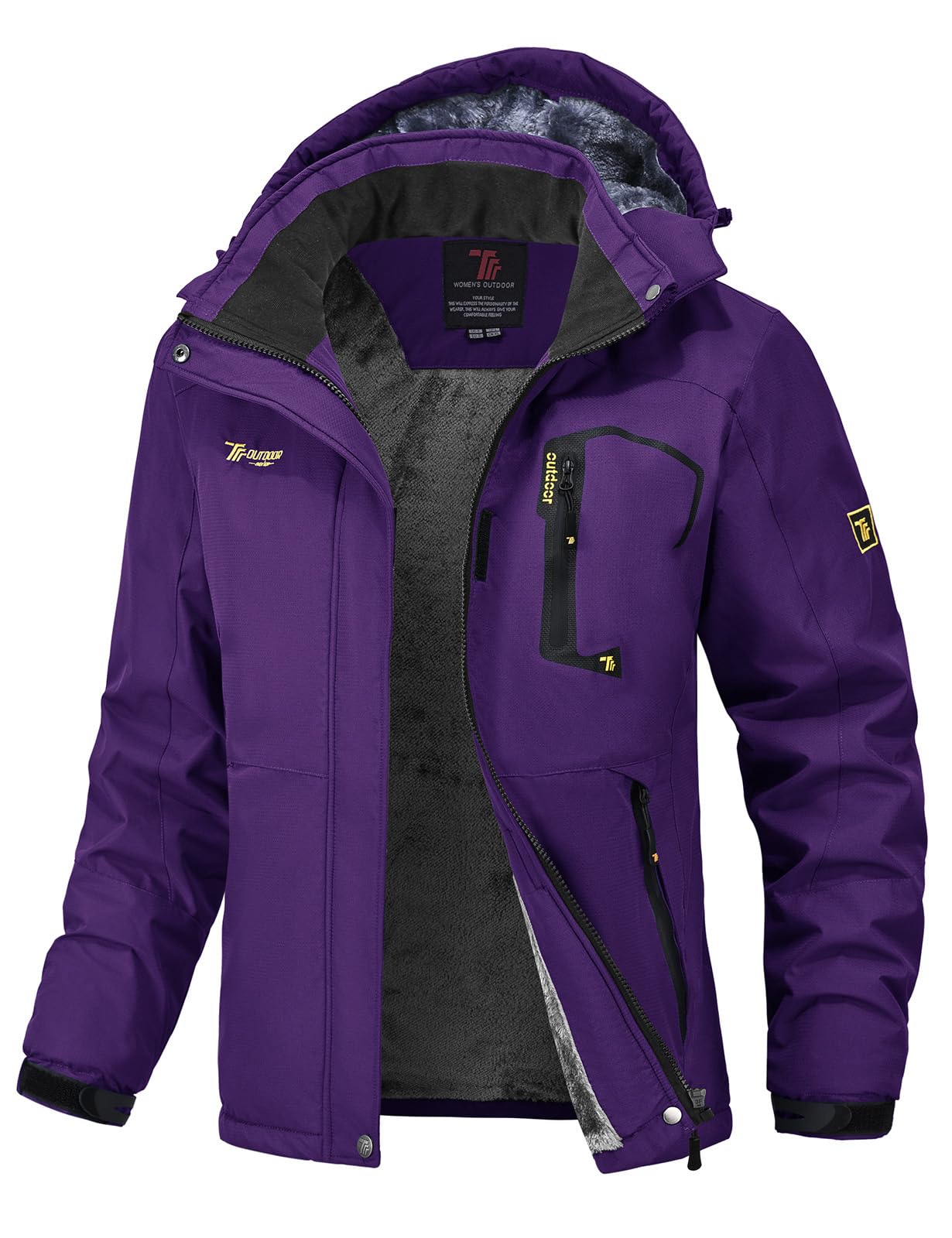 donhobo Damen Jacken Fleecejacke Winterjacke Wasserdicht Atmungsaktiv Verdickt Warm Winddicht Softshelljacke Outdoor Funktionsjacke mit Abnehmbare Kapuzen