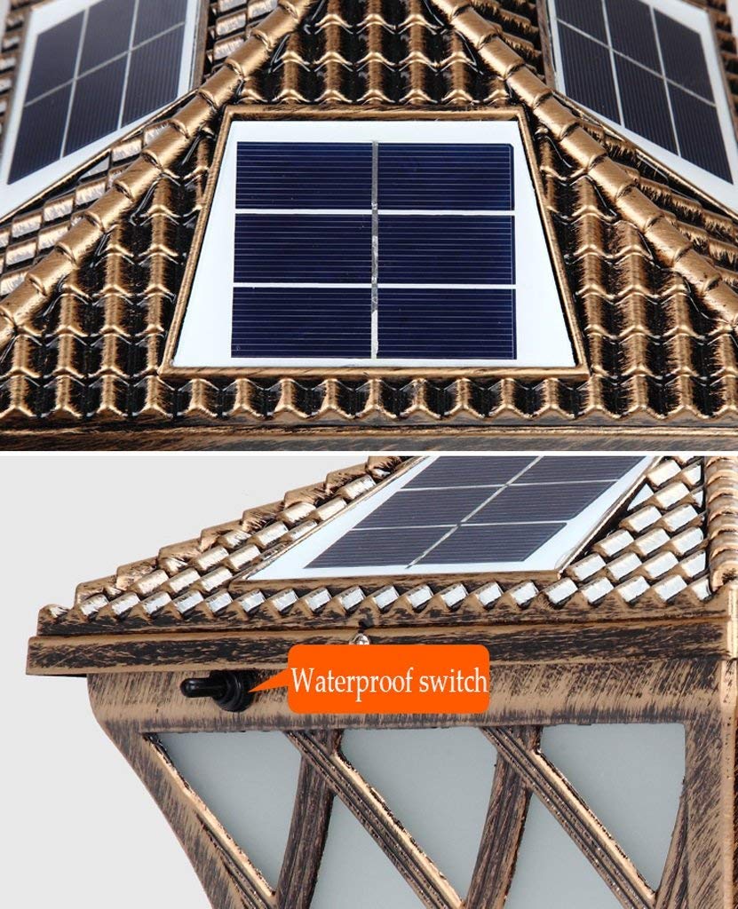 Lampada a Colonna Solare da Esterno in Vetro Satinato, Moderna, Semplice, Impermeabile, per Prato, Giardino, palo, pilastro, Recinzione, Lampada a Colonna,L