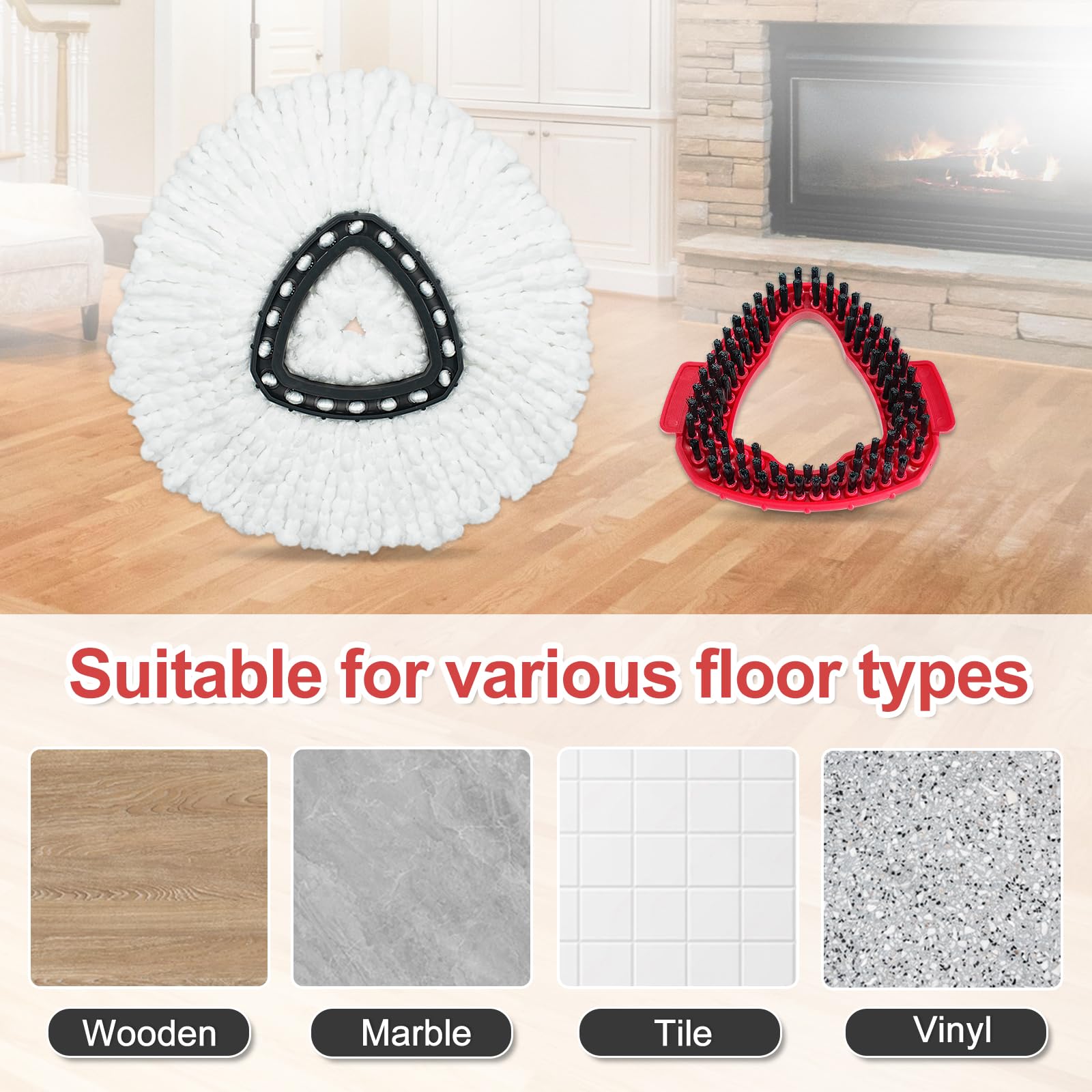 Cabezales de fregona de repuesto para fregona O-Ceda, cabezal de repuesto EasyWring Spin Mop de repuesto, repuesto de fregona de microfibra, incluye 5 cabezales de fregona de repuesto, limpieza