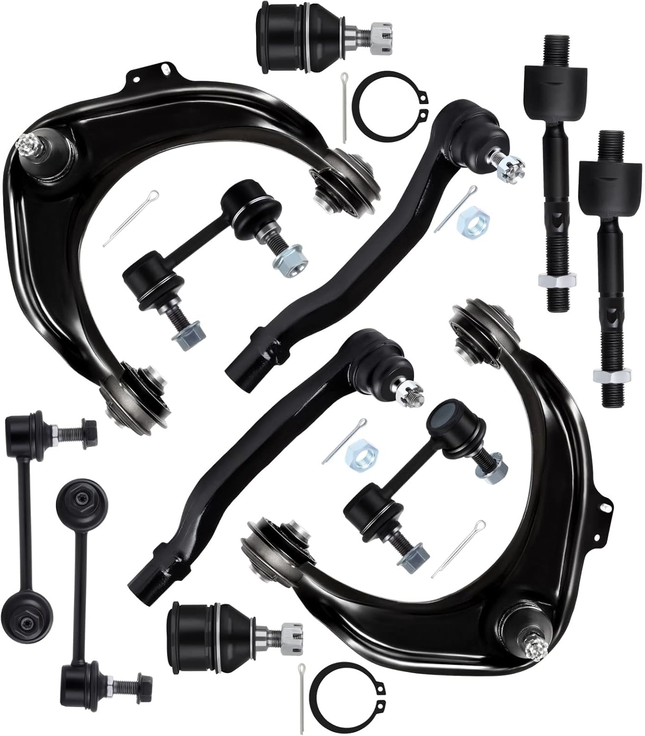 SCITOO 12pcs Suspension Kit 2 Upper Control Arm 2 Lower Ball Joint 2 Outer Tie Rod 2 Inner Tie Rod 2 Front Sway Bar 2 Rear Sway Bar fit 1998 1999 2000 2001 2002 for Honda for Accord