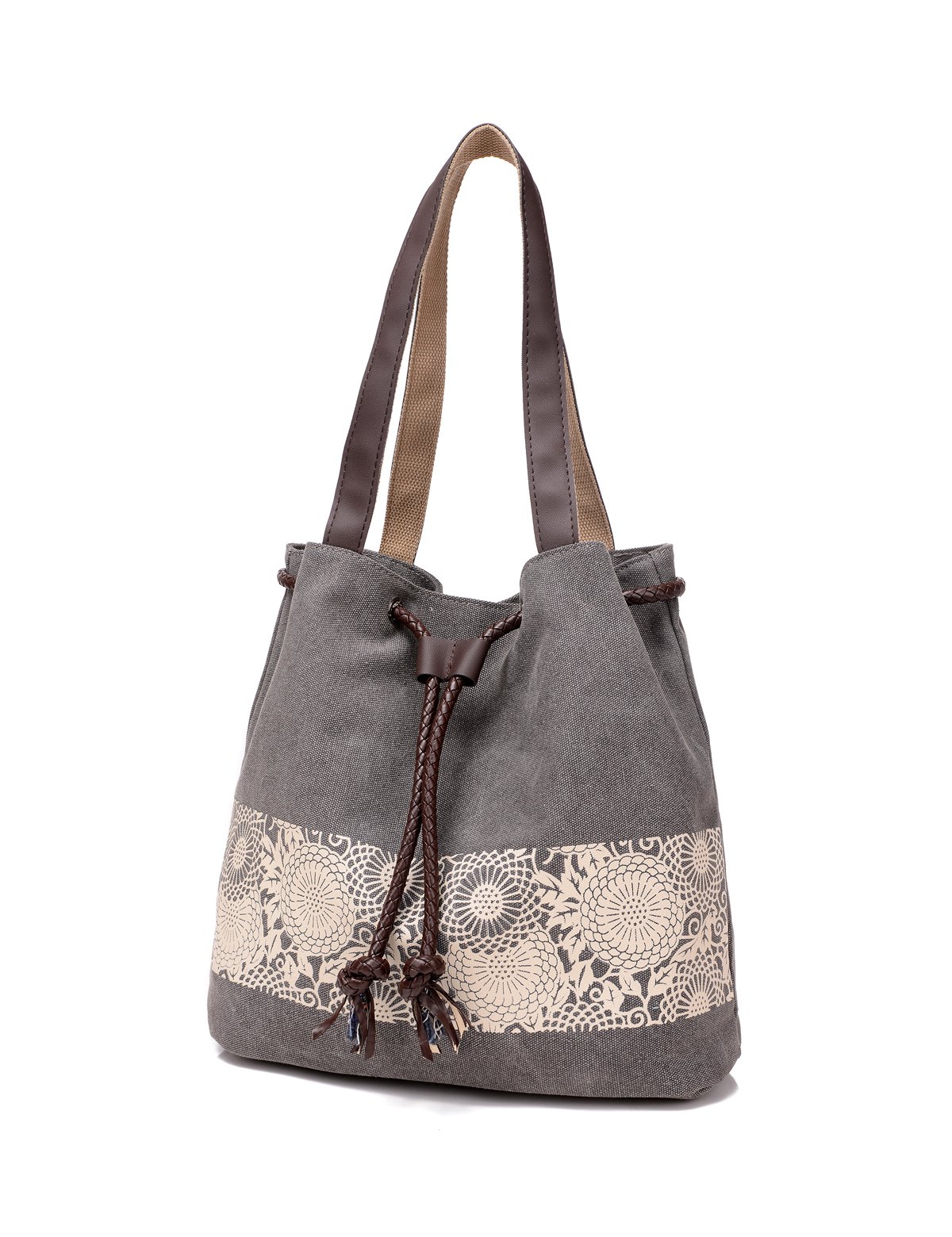 Women Printing Canvas Shoulder Bag Casual Handbags Purse Retro Tote