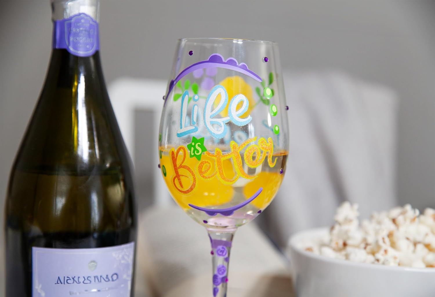Enesco Lolita Designs Life is Better with Friends Hand-Painted Artisan Wine Glass, 15 Ounce, Multicolor - Image 15