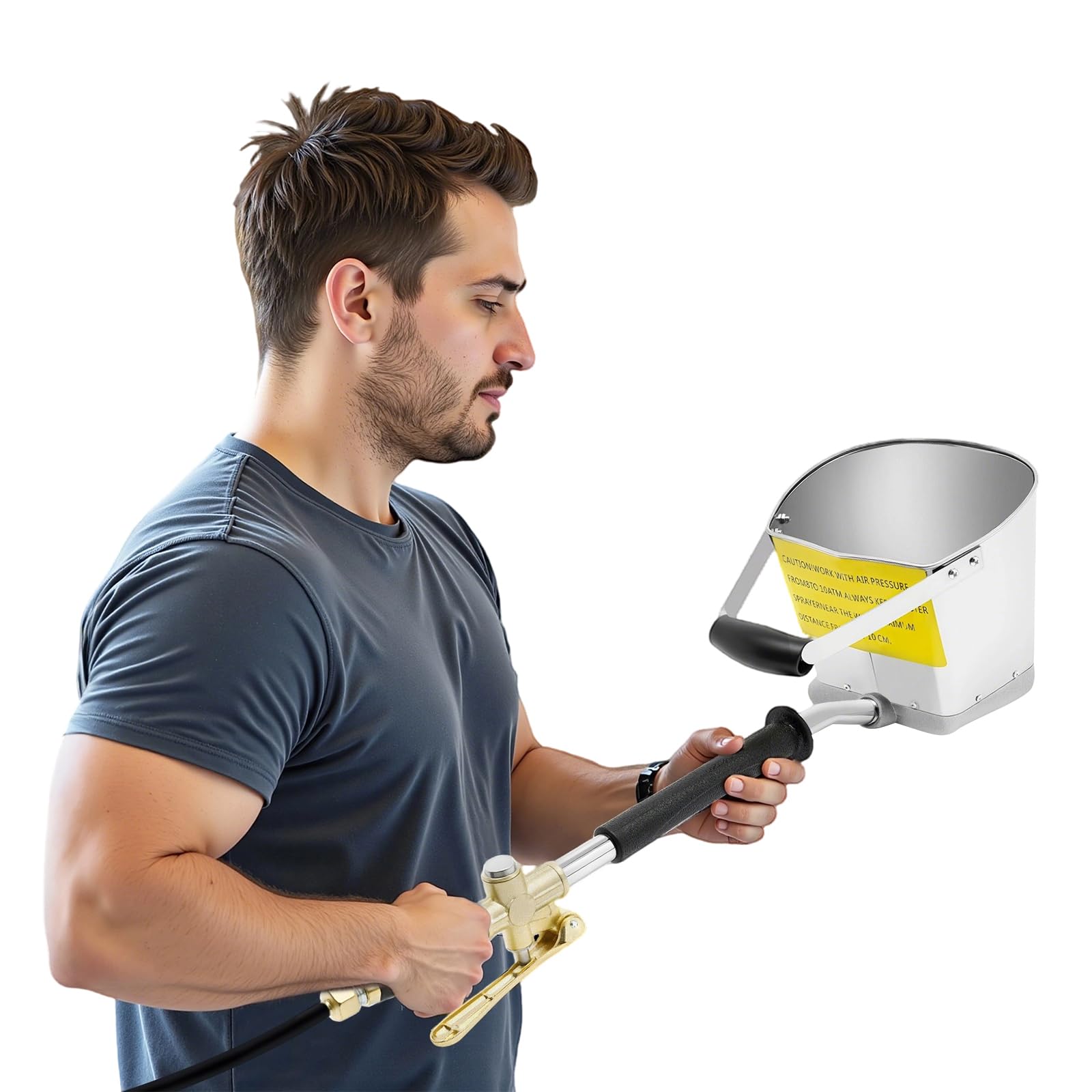 Zementspritzpistole für Wandputz 3.5L großer Trichter 4 Düsen 8 Bar Druck für Beton Mörtel Putz Spritzpistole für Kompressor Luftdruck-Zementpistole