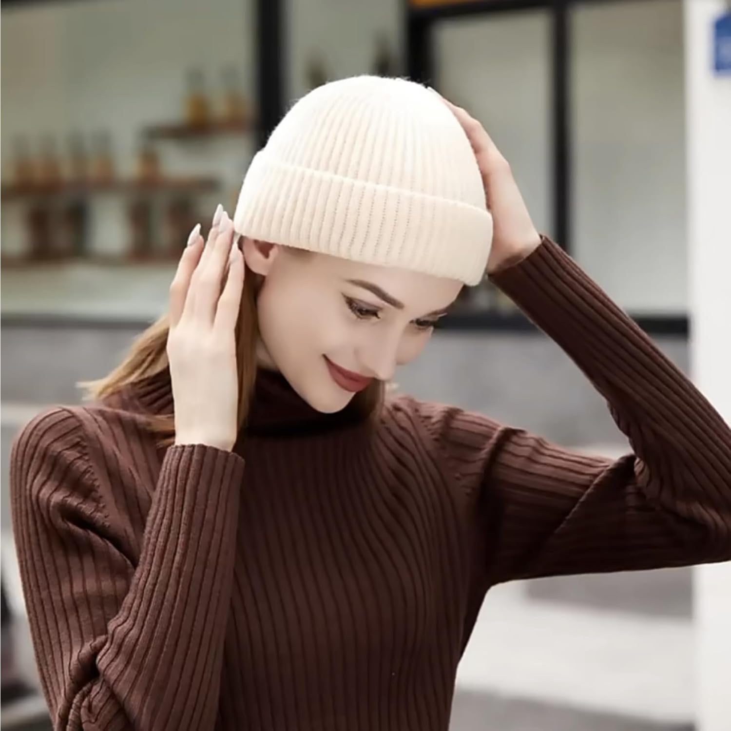 Knit Cuff Short Fisherman Beanie Hats for Men Women Trawler Beanie Winter Warm Watch Hats