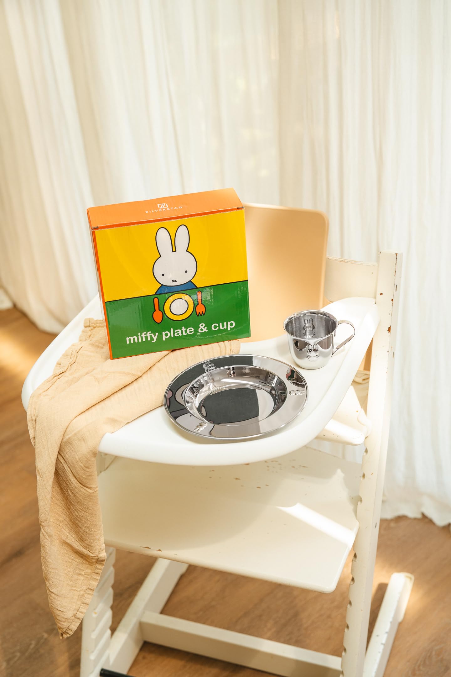 Zilverstad - Assiette et tasse Miffy en acier inoxydable