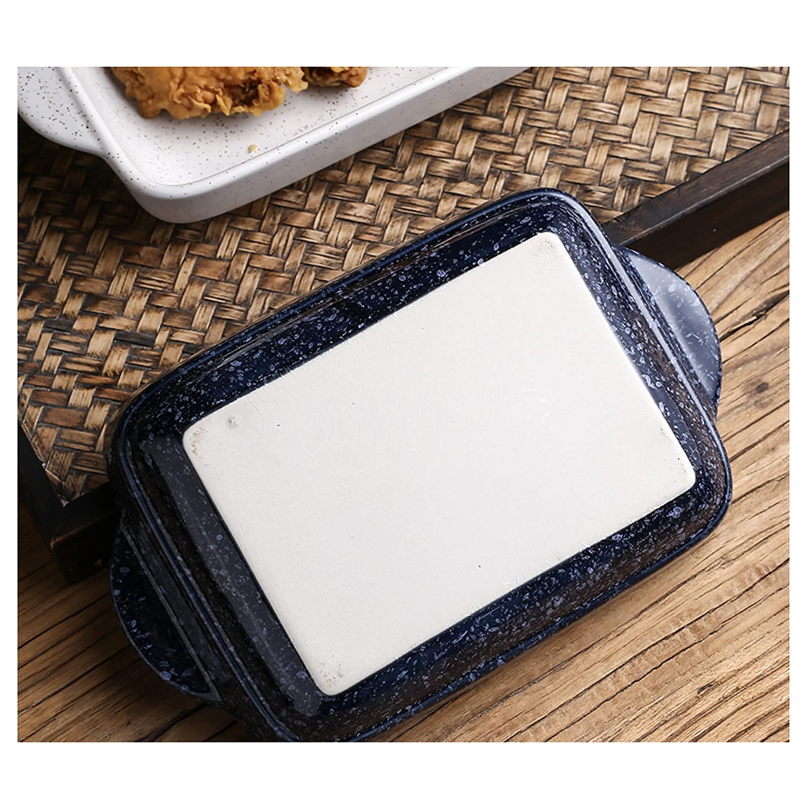 Sartenes para lasaña, Fuente Rectangular for Horno de gres con Asas Dobles, 18 x 13 x 4,6 cm, 1 Unidad