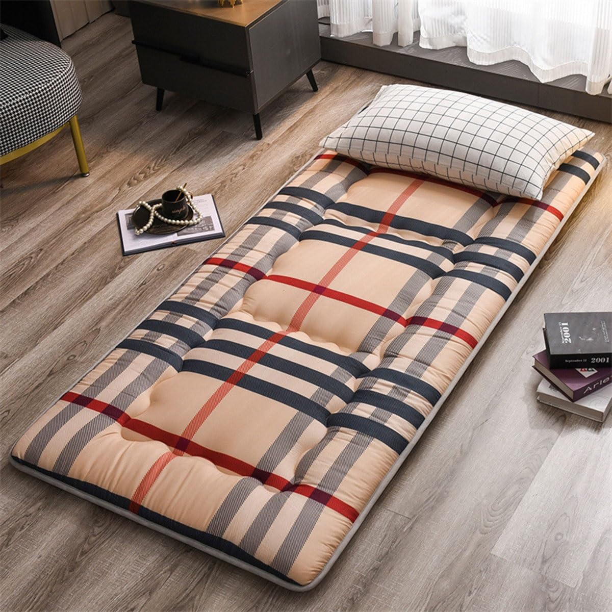 Japoński materac zwijany, materac podłogowy hicken Miękki składany przenośny materac Podwójny pojedynczy japoński futon, gruby materac Przenośna karimata do spania dla gości domowych, kempingów, podró
