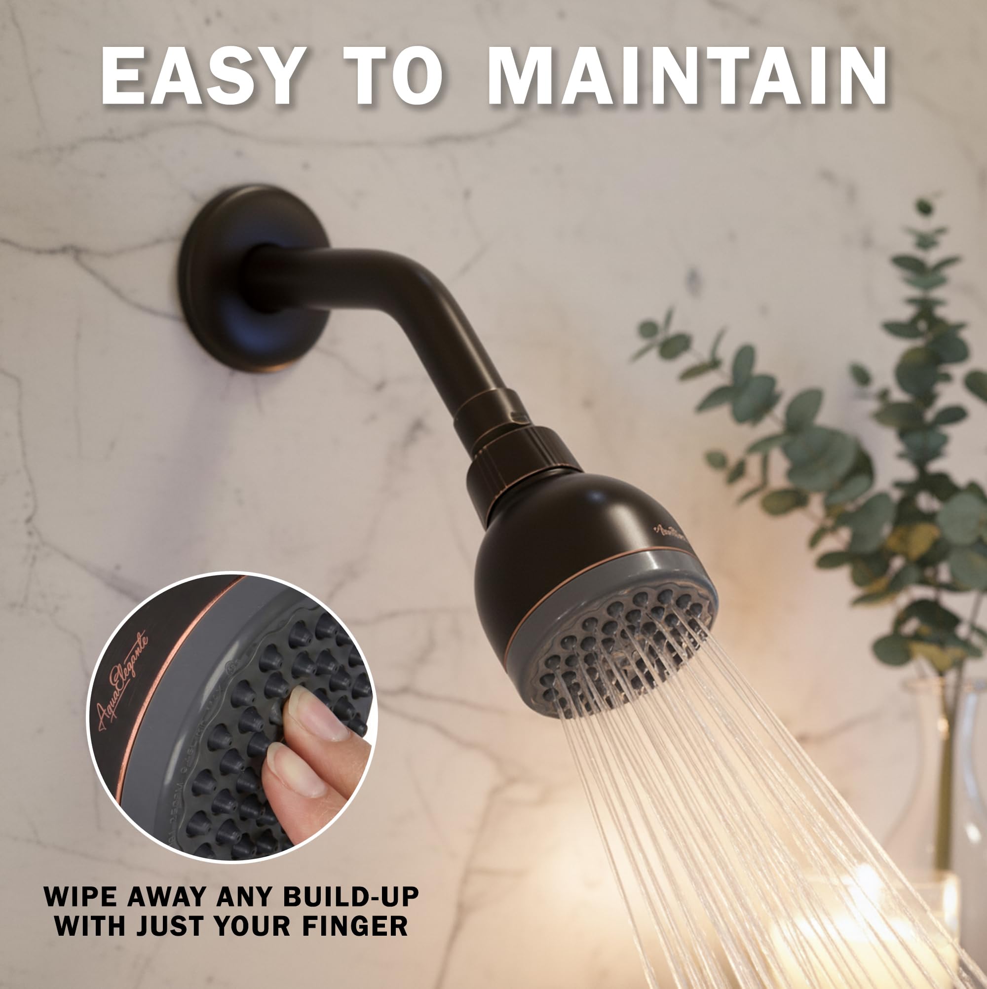 Aqua Elegante Alcachofa de ducha ajustable de alta presión de 7 cm – Mejor presión para soporte de pared