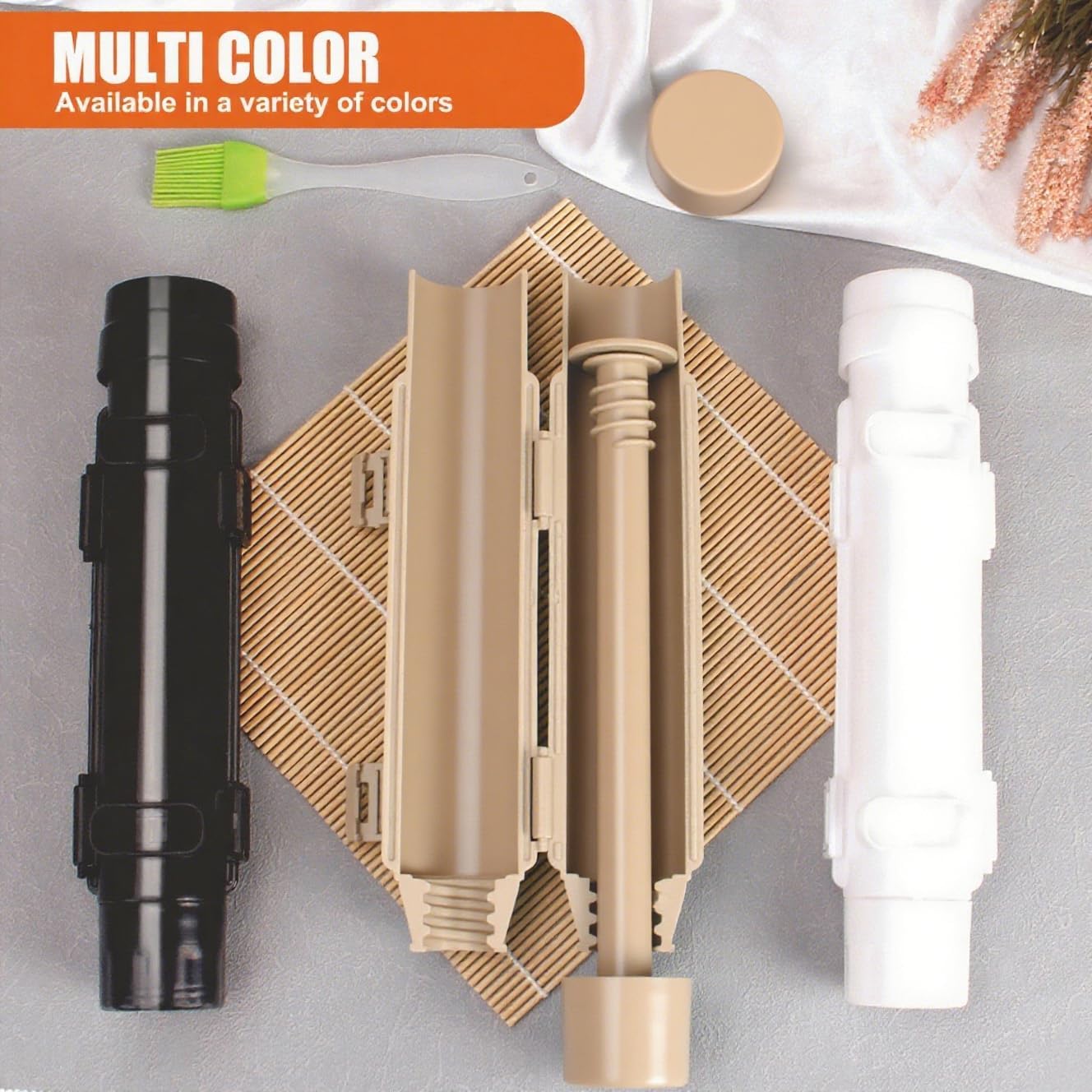 Sushi Making Kit, Food Grade Sushi Bazooka, Sushi Roller, Sushi Maker, Sushi Mold for Beginners (White)