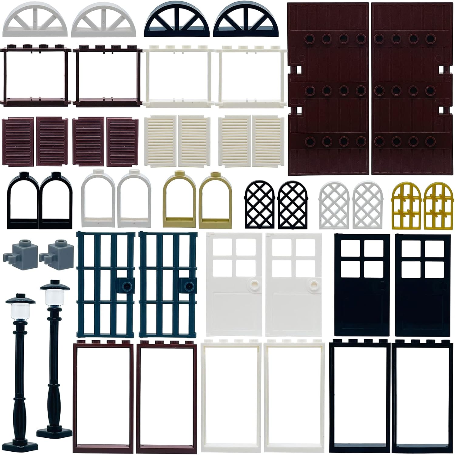 Building Bricks Kit Glasses Windows and Doors Set Accessories Compatible for Generic Classic Bricks for Kids Boys Grils Building Kits fits with Major Brands