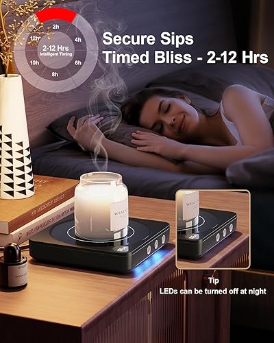 Miniatura 4 de House Gem Calentador de tazas  Calentador de taza de café LED para escritorio con pantalla de temperatura, apagado automático de 2 a 12 horas,