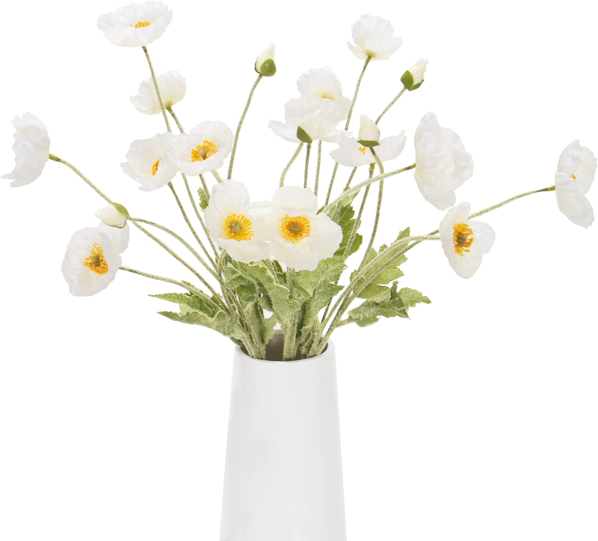 5Pcs Anemone Flowers Artificial Silk Flowers 20.9" White