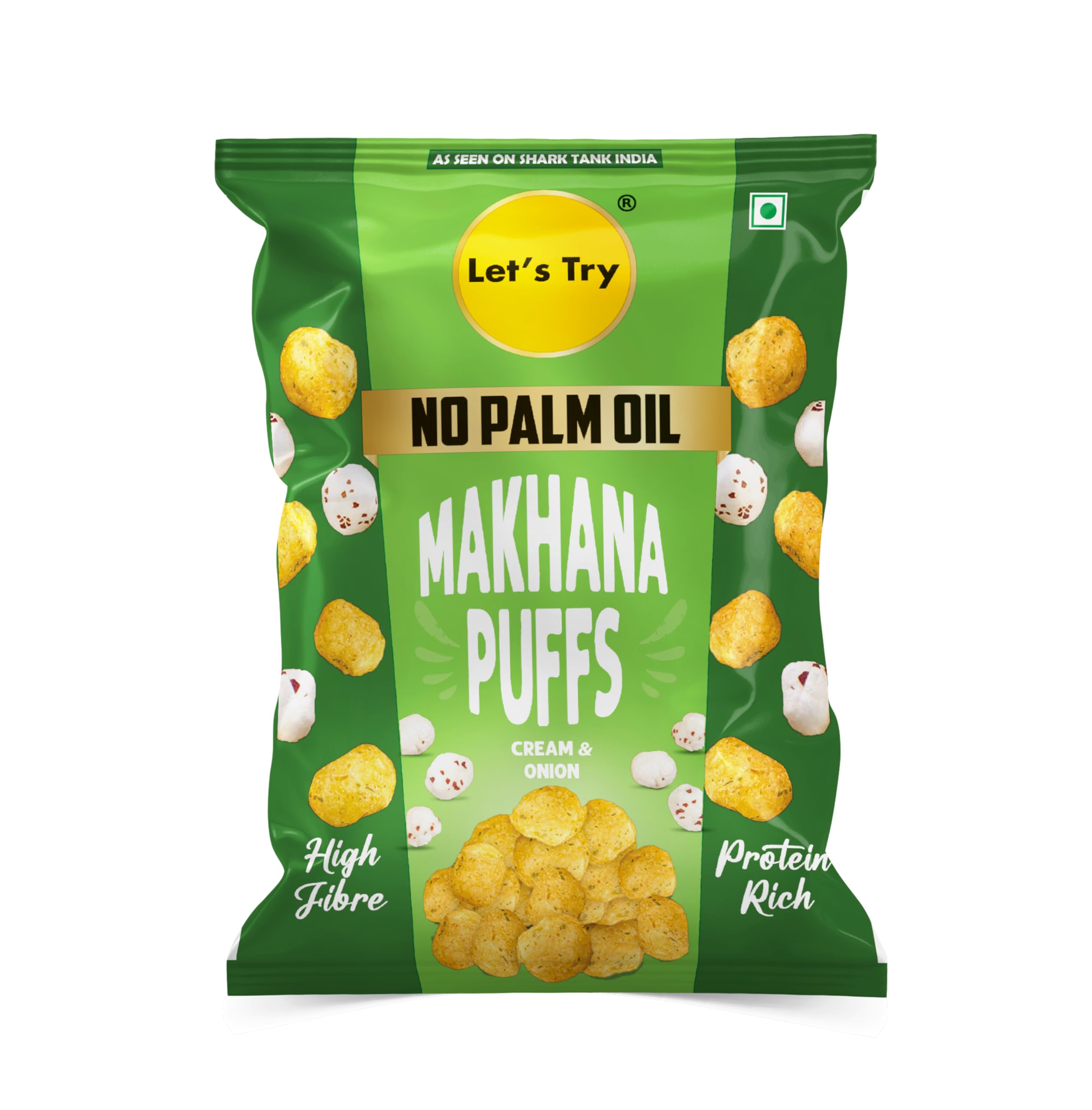 Let's Try Makhana Puffs Cream & Onion | No Palm Oil | High Fibre | Protein Rich | As Seen on Shark Tank India | Healthy Snack-image-14