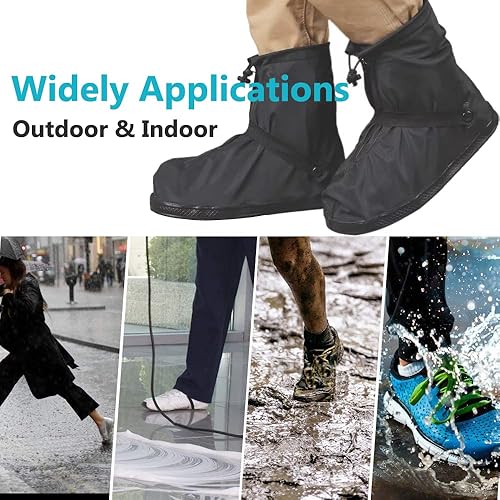Miniatura 7 de YUEYA Fundas impermeables para la lluvia, zapatos de silicona antideslizantes con cremallera, protectores de zapatos reutilizables para ciclismo y