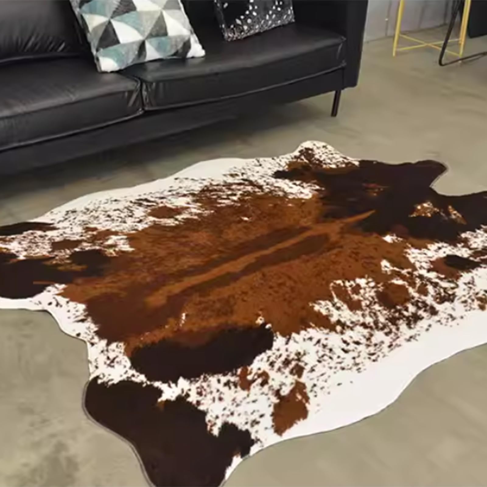 Tappeto in Pelliccia, Tessitura Piatta, Pelliccia Sintetica, Pelle Bovina, Design Pelle Bovina, Soggiorno, Camera da Letto, Altezza Pelo 10 mm, Lavabile, Morbido(Brown,200 * 140cm)
