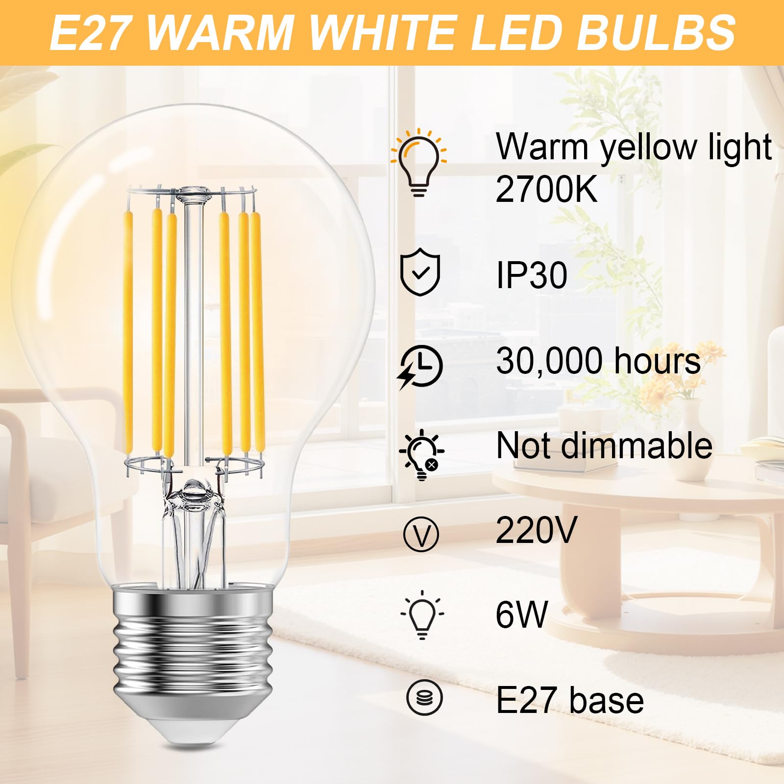 16 Pezzi Portalampada E27 con Cavo + 6 Lampadina LED E27 + 1 Pezzo Tester di Tensione VDE,Lampade Basi con Filo e Terminale,Lampadine LED Luce Calda per Cantiere,Soggiorno,Lavori