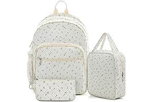 3 Pcs Quilted Backpack Set: Cherry Style Mochila Coquette