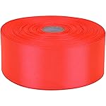 Baocuan Satin Ribbon 50 Yards Solid Fabric Ribbons Roll for Wedding Invitations, Bridal Bouquets, Sewing, Party Decorations, Gift Wrapping and More (Orange red, 1-1/2 inch)