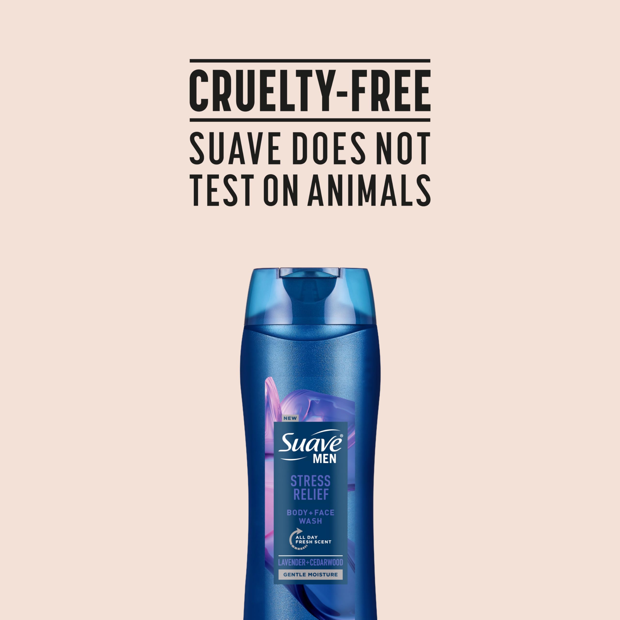 Suave Body antistress da uomo + Face Wash, idratante delicato con lavanda e legno di cedro, profumo fresco tutto il giorno, 510 ml, 6 pezzi